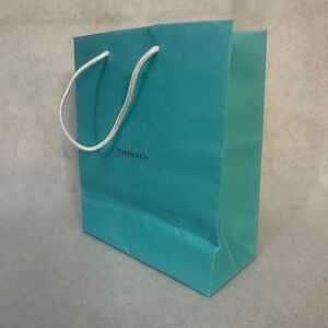 Tiffany Shopping Bag 9.5 x 8 x 4" Gently used Heavy paper w rope handle